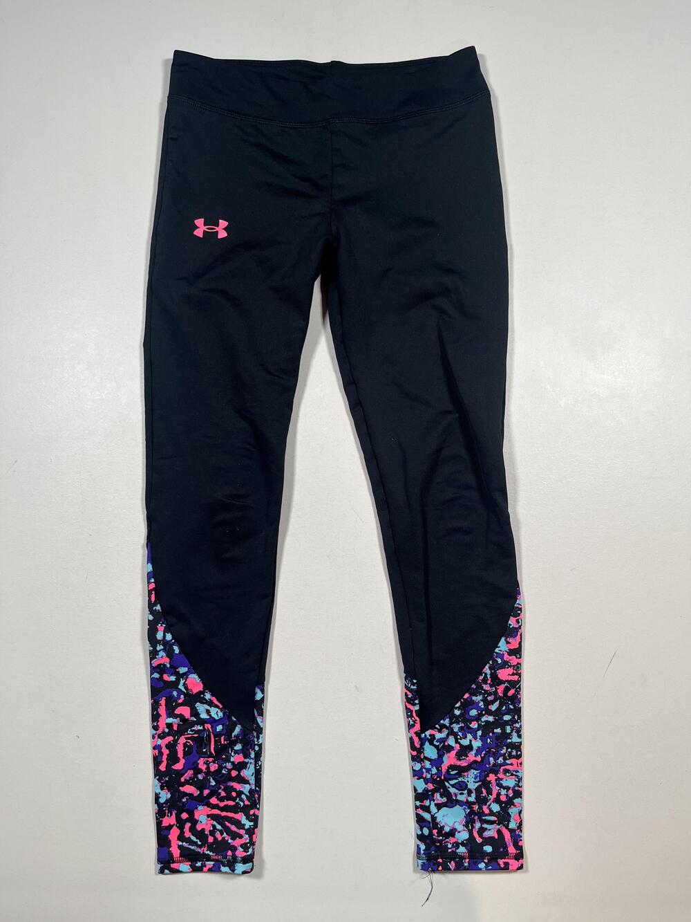Under Armour Leggings Girls Large Black Multicolor Ankle Athletic Pants Running